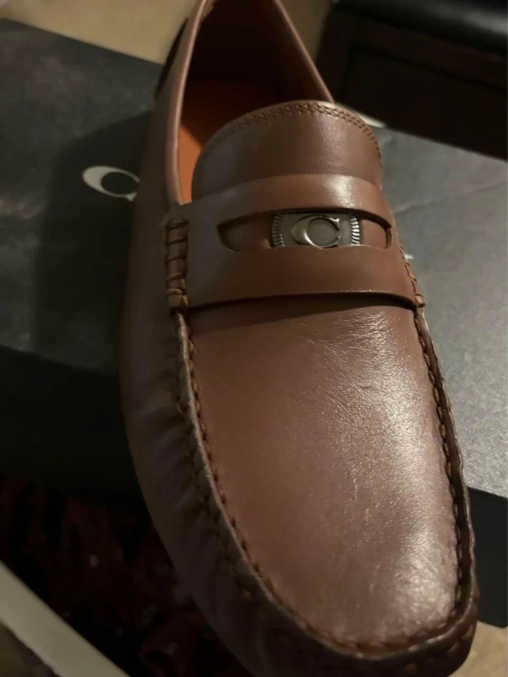 Coach C Coin Leather Driver Loafers – Men’s Size 10D – Saddle Brown – New in Box